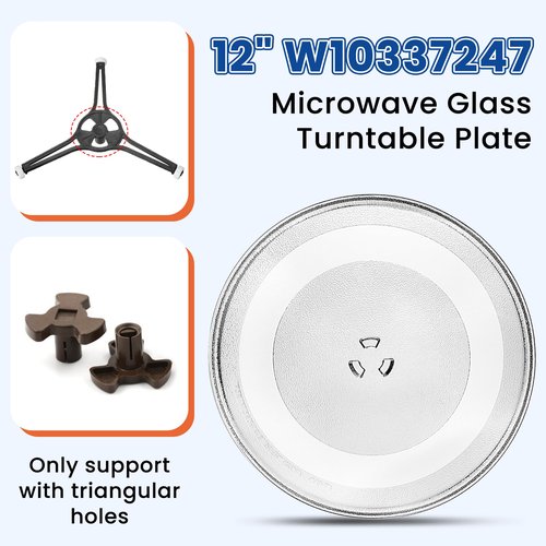 12" W10337247 Microwave Glass Turntable Plate Fit for Whirlpool Microwave Glass Plate - Replace Microwave Glass Tray # W11367904 W10337247 AP6892124 - BY AMI PARTS