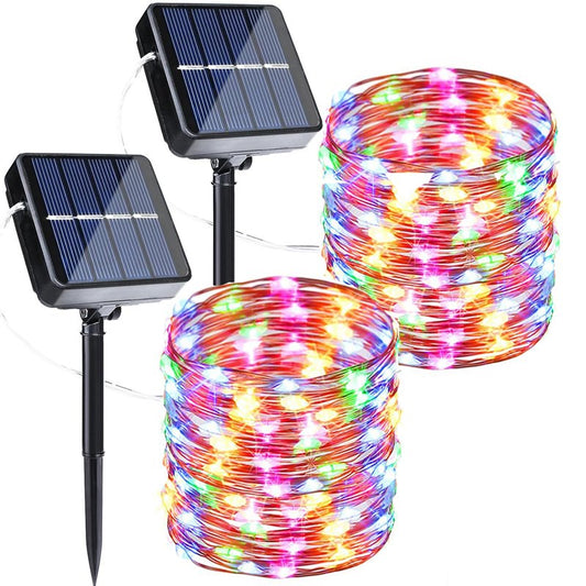 Joomer Solar Fairy Lights, 2-Pack Total 80FT 240LED Solar String Lights Outdoor Waterproof 8 Lighting Modes for Fence Party Garden Patio Yard Home Holiday Tree Outdoor Decoration (Multicolor)