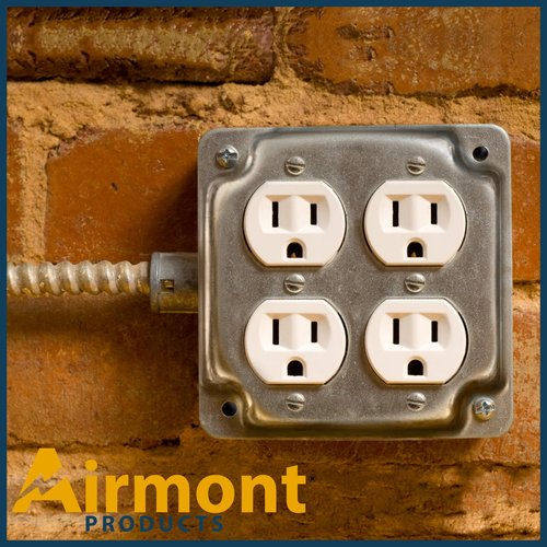 Outlet Box Kit, Includes 4x4'' Welded Metal Electrical Box, 2 Tamper Resistant 20 Amp Duplex Receptacle Outlets, Duplex Receptacle 4x4'' Cover, 16 Knockouts, Green Pigtail Grounding Wire and Screw