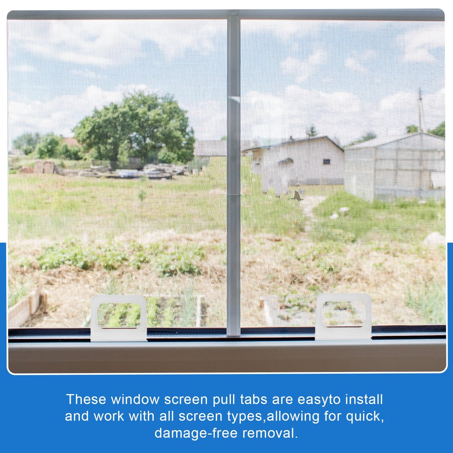 Window Screen Pull Tabs 20 Pack Clear Hollow Flat Spline Channel Pull Lift Tabs Replacement Repair Clips Kit, Window Screen Frame Center Brace Privacy Screen Mounting Tabs