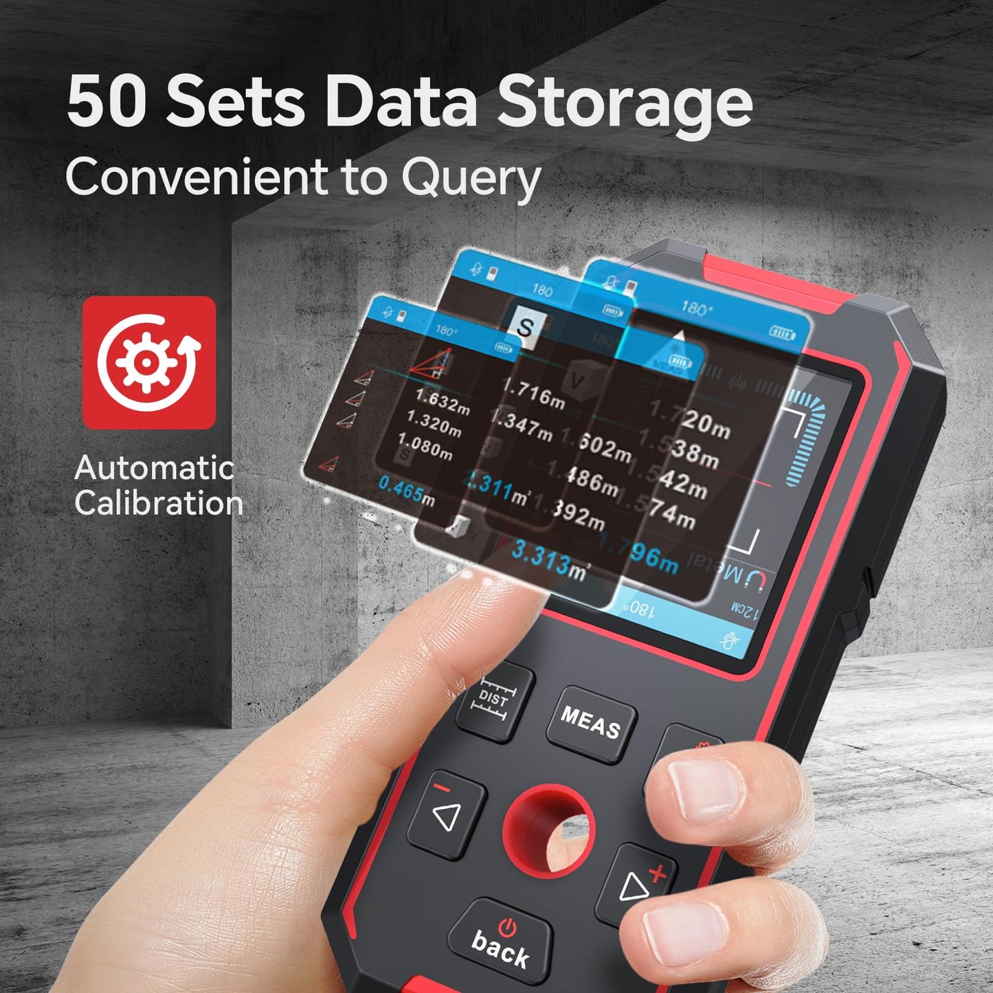 NOYAFA Stud Finder Wall Scanner, 3 in 1 Stud Finder & Laser Distance Meter & Digital Level, Rechargeable Wall Detector for Wood AC Live Wire Metal Studs Detection, Laser Measure 60M/196ft