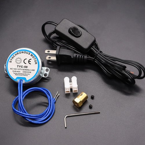 Twidec/Synchronous Turntable Motor Electric Motor 5-6RPM/MIN 50/60Hz 4W CCW/CW AC100~127V Synchron Motor for Cup Turner,Cuptisserie Rotator with 7mm Flexible Coupling TYC-50-5-6R-XLLB1PCS