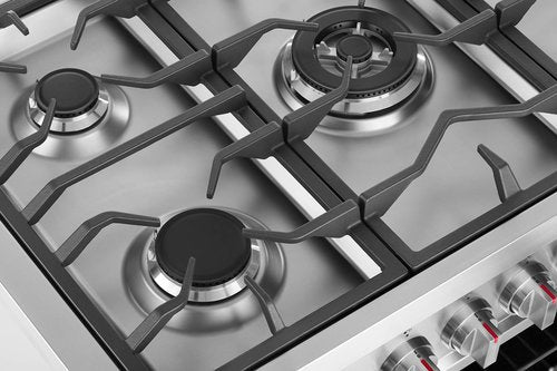Empava Freestanding Slide-in Gas Range Stove, 5 Deep Recessed Burners Cooktop,4.3 Cu. Ft. Rapid Convection Oven Capacity, Digital Timer with Heavy-Duty Cast Iron Grates, Stainless-Steel,36 Inch