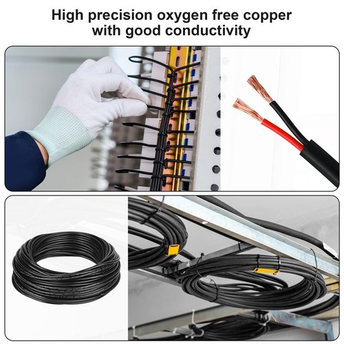 18 Gauge 2 Conductor PVC Cord, Oxygen-Free Copper Cable, 50FT Pure Copper Electrical Wire for LED Lamp Lighting Strips, Automotive