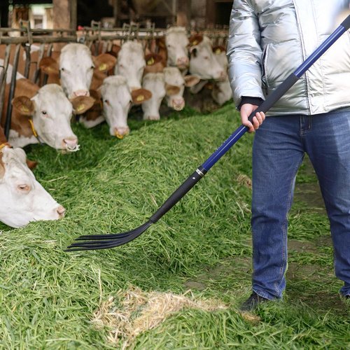 KOLEIYA Pitch Fork,Pitchforks for Gardening with Fiberglass Handle,Pitchfork for Ardwork, Farming, and Outdoors,Garden Fork 5 Tine 57 inches Blue