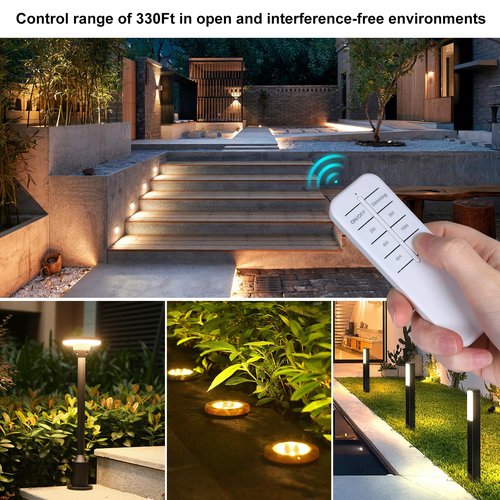SMY Lighting 65W LED Lights Dimmer with RF Remote Controller and Timer Input AC/DC 12V Dimmer Waterproof IP67 for Low Voltage Lights