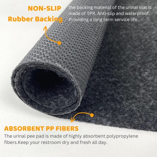 Urinal Mats Non-Slip Non-Adhesive Water Absroption Bathroom, Restaurant, Gym, Restroom Toilet floor Pad for Men and Women Rectangular Shaped Dark Gray Commercial Splash (1 PACK)