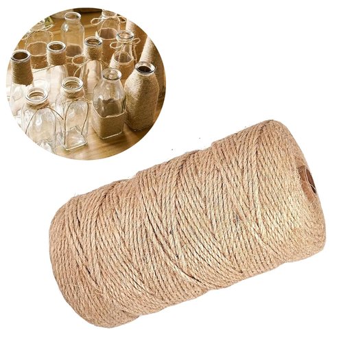 Garden Twine, 328 FT Natural Jute Twine 2mm String for Crafts Gift Wrapping Art Decoration Packing Material Gardening Christmas Wedding 3ply