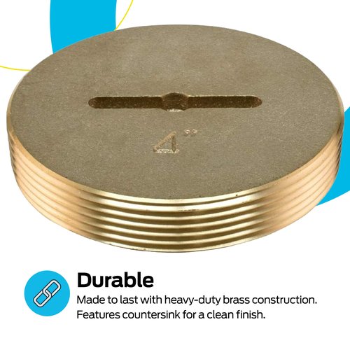 Eastman 4 Inch Slotted Brass Cleanout Plug, 42004