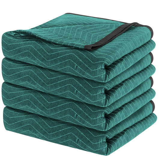Diamond UP 4 Moving Blankets, Double Extra Large Moving Blankets for Furniture, Professional Quilted Furniture Shipping and Storage Pads, 144" x 80", Green and Gray(4 Packs)