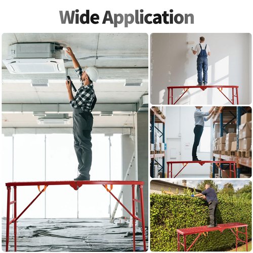 SmarketBuy Folding Scaffolding Platform 70.9"x15.2"x53", 800 Lbs Capacity, 5-Level Height Adjustable Work Platform with Anti-Slip Surface, Portable Scaffolding Ladder for RV, Painting, Construction