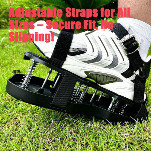 Lawn Aerator Shoes with Heavy-Duty Spikes - Adjustable Garden Aerating Shoes for Men & Women - Pre-Assembled Soil Aeration Tool for Grass, Patio, Yard, and Golf Course (Green-Upgraded Version)