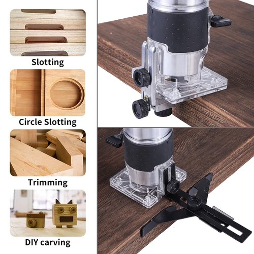 Wood Router,Router Tool Wood Trimmer Router Electric Hand Trimmer Laminate Milling Engraving Hand Machine Joiner Tool Electric for Slotting Trimming Carving 110V 800W 30000R/MIN(Blue)