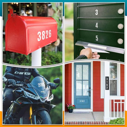 Seloom 6 Sheets 2 Inch Vinyl Mailbox Numbers Stickers Self Adhesive,Waterproof Address House Number Decals Stickers Kit for Outside Mailbox,Signs,Window,Door,Water Bottles,Cars,Home,Business(White)