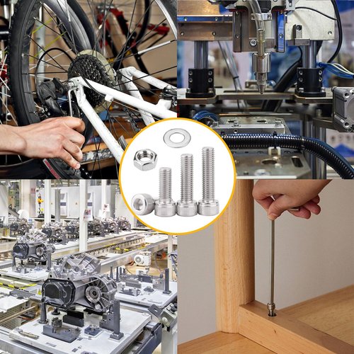 TOOINKCV 900 Pcs M2 Screws, Nuts and Washers Set - Hex Socket Head Cap Screws Kit - Stainless Steel Bolts Assortment - Metric Machine Screws With Fully Threaded Hex Nuts