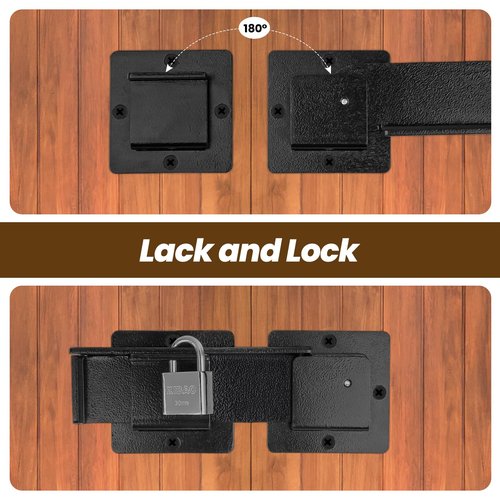 Kryonix 1 Pack 7.5" Flip Gate Latch Lock with 3 Hole, Heavy Duty Carbon Steel Door Latch for Outdoor Wooden Fence, 180°Adjustable Double Gate Latch for Sliding Swing Open Gate, Barn Door(Include lock)