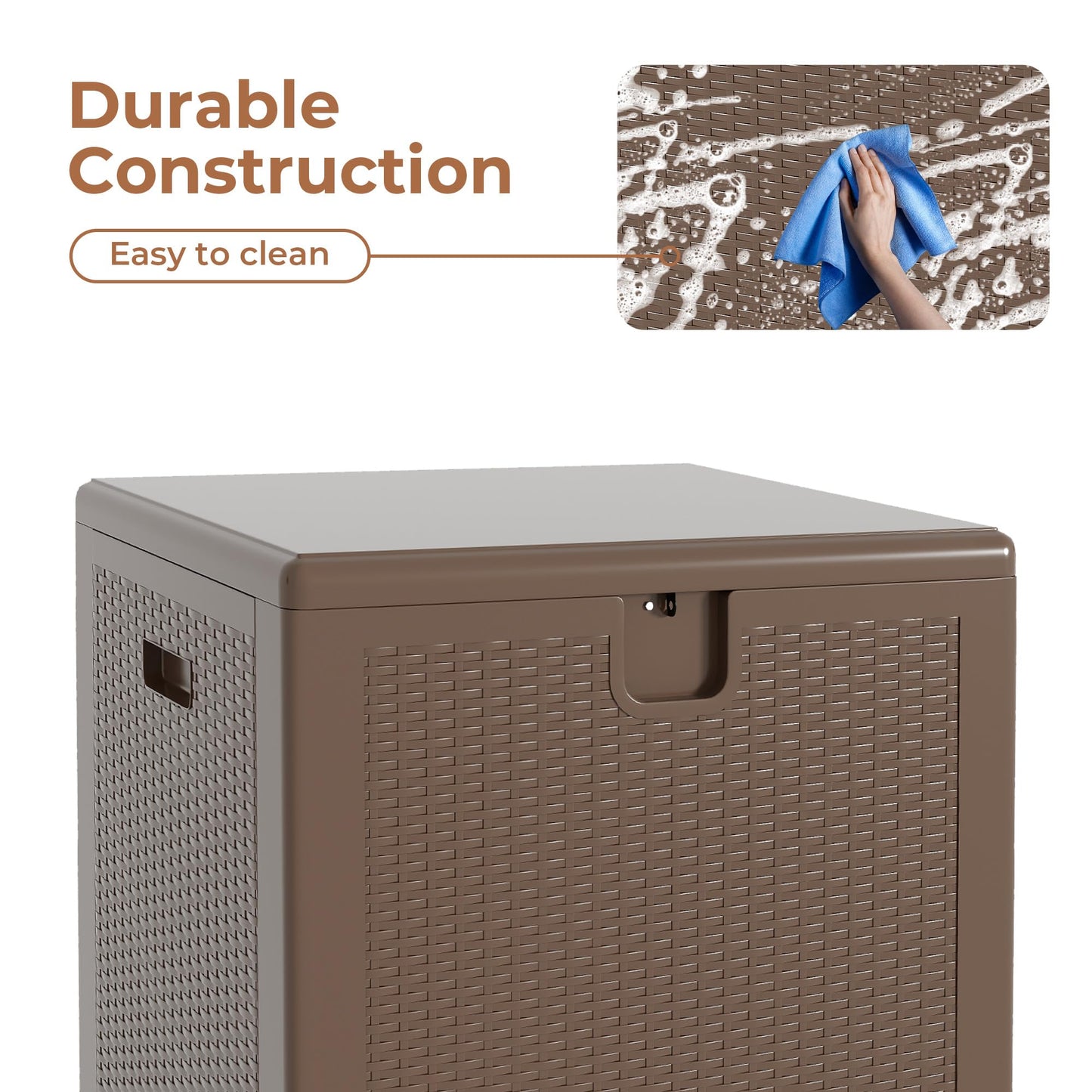 80 Gallon Outdoor Storage Box Waterproof, Lockable Resin Deck Box, Patio Deck Storage Box For Package Delivery, Square Deck Box Container for Furniture Cushions, Garden Tools, Pool Accessories