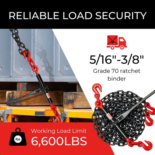 AFA Tooling 5/16"- 3/8" Chain Binders 6600LB Load Limit (2 Pack) | Heavy Duty G70 Ratchet Chain Binders for Secure Load Transport 19800LBS Breaking Strength | Electric Galvanized Anti-Rust Coating
