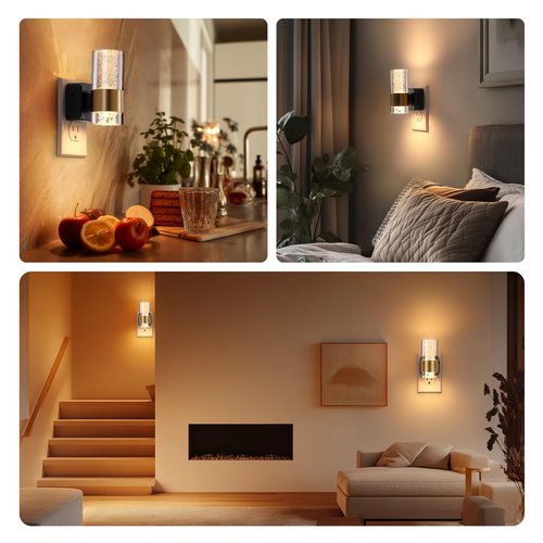 Wildley Led Night Light, Night Lights Plug into Wall Lights Plug in with 0-100LM Adjustable Brightness,3000K Nightlights with Dusk to Dawn Sensor for Bathroom Hallway Stairway 2 Pack