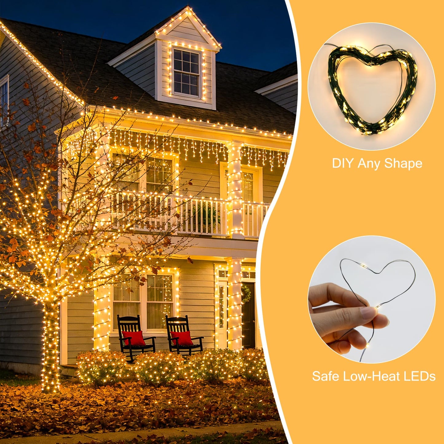 4 Pack Solar Fairy Lights Outdoor, 131ft 400 LED Solar String Lights Outdoor Waterproof with 8 Modes, Green Wire Twinkle Lights for Outside Christmas Garden Party Decorations (Warm White)