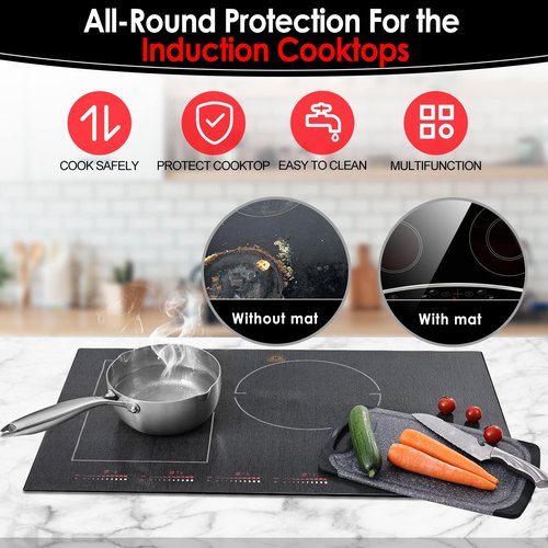 Cook's Aid Large Induction Cooktop Protector Mat 21.2x35.4 Inch,Translucent (Magnetic) Stove Top Cover for Electric Stove, Silicone Stove Mat for Glass Top Stove,Glass Top Stove Cover (LTSICT10)