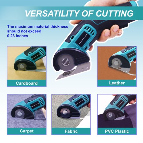 Cordless Electric Scissors, cardboard cutter, rotary cutter for fabric with Safety Lock, Suitable for Cutting Carpet, Leather, Cardboard, Fabric, plastic,and More, Safe and Easy to Hold