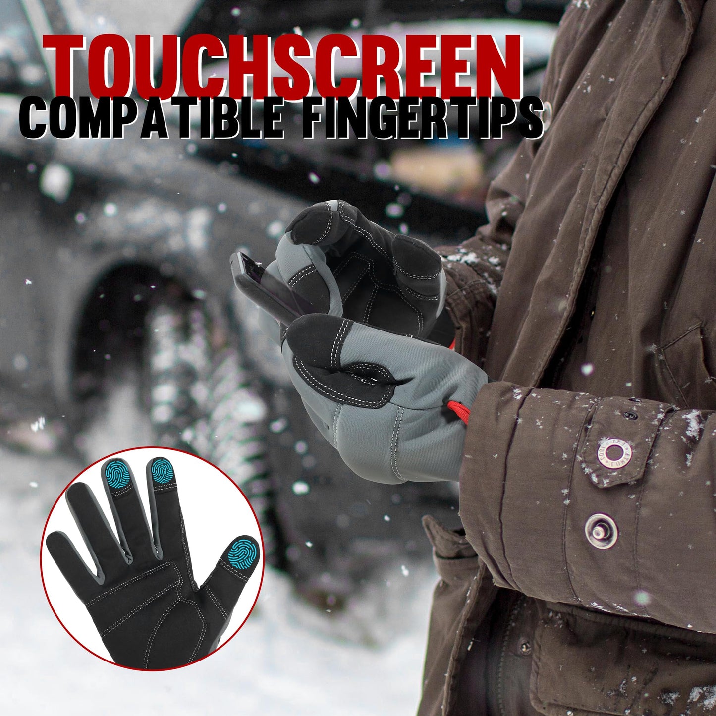HANDLANDY Winter Work Gloves for Men & Women, Utility Mechanic Working Gloves Touch Screen, Flexible Breathable Gardening Gloves for Yard Maintenance (2X-Large, 1 Pair)