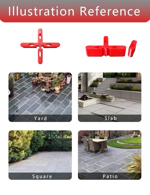 1/4 inch Width 5/8 inch Height Red Leveling Spacer Leveling Clips Outdoor Bricklaying Spacer Thick Slab Paver Garden Floor.