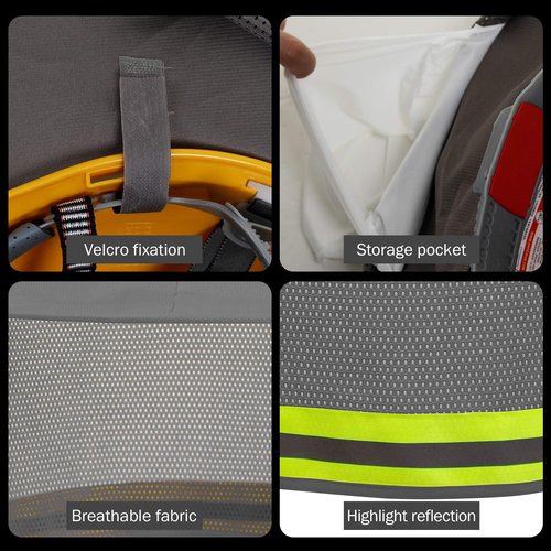 LIZMOF Hard Hat Sun Shade, High Visibility Sun Visor Neck Shade with Reflective Strip, Full Brim, Man & Woman (Hard Hat Not Included), Grey, 2 Pack