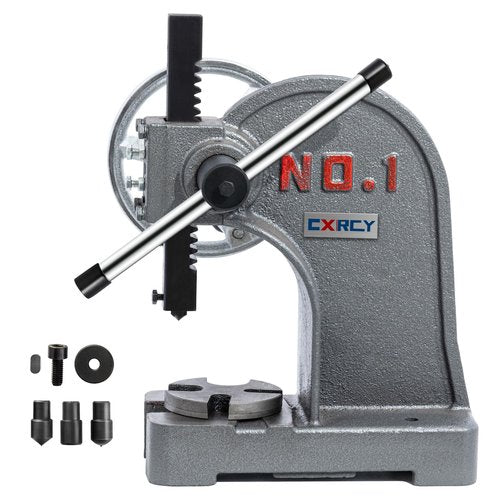 CXRCY Arbor Press 1 Ton with Hand Wheel, Cast Iron Heavy duty Manual Arbor Press 1 Ton, 5.5" Maximum Height, Desktop Arbor Press, Metal Punch Press Machine for Stamping Bending Forming Stretching