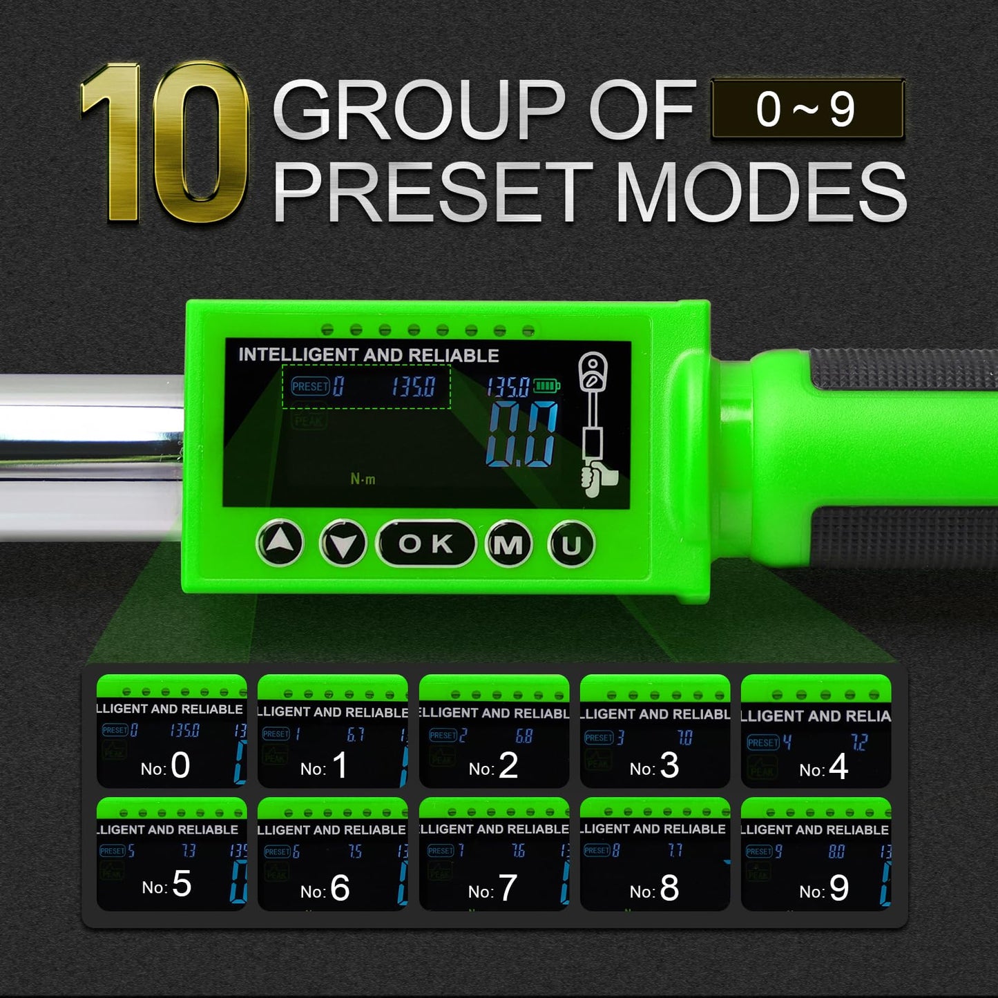 INGJER Electronic torque wrench, 1/2 Digital Torque Wrench 8-160FT-LB/10-220N.M, Torque Range Accurate to 2%, Torque Wrench with Buzzer and LED Flash Notification for Bike/Motorcycle/Auto Repair