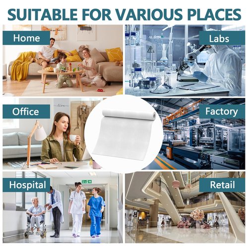 MERV 13 Filter Material, 23 Ft² Cut to Fit Air Filter Material for Captures Dust and Pet Dander as Small as 0.3 Microns. With Adhesive Hook Tape, Suitable for Ceiling and HVAC Furnace Vents