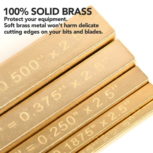 LOSTRONAUT Brass Setup Blocks Height Gauge Set - Set of 5 Table Saw Accessories for Woodworkers - Bars Include Laser Engraved Size Markings - Woodworking Tool - Brass Bar