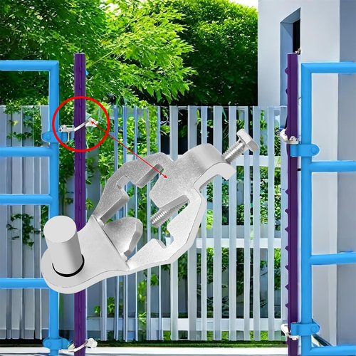 2 Packs T-Post Gate Hinge Pins, Gate Hanger on Metal T Post 5/8" or 3/4" Hinge Eyes, Adjustable for Chain Link Fence Gate, Farm, Garden & Backyard, Silver