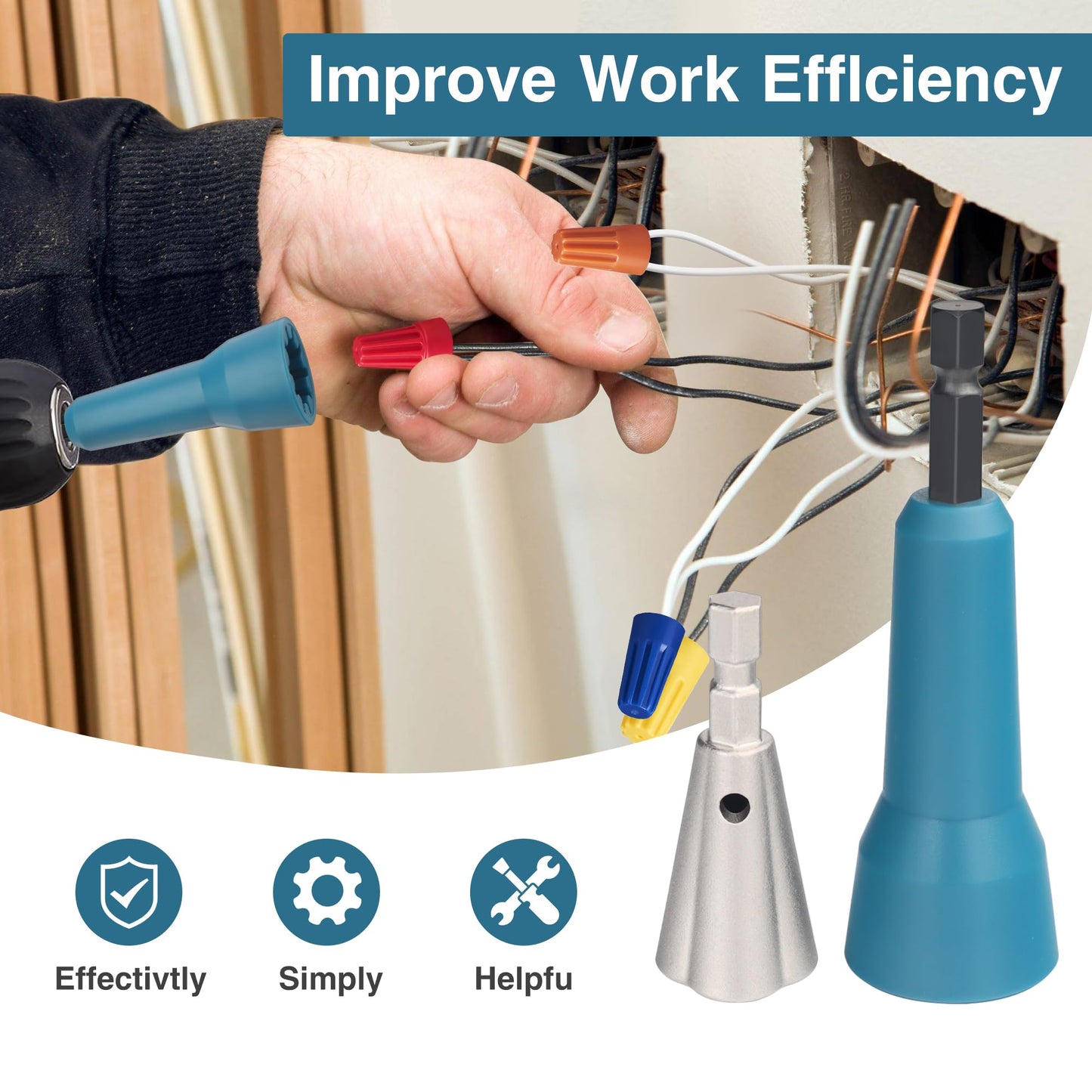 Wire Nut Twister,Wire Twisting Tool,Wire Nut Twiter for Drill,Spin Twist Wire Connector Socket,Wire Connector Driver with 1/4" Chuck,Wire Stripping and Twisting Tool for Cable Quick Stripping(2pcs)