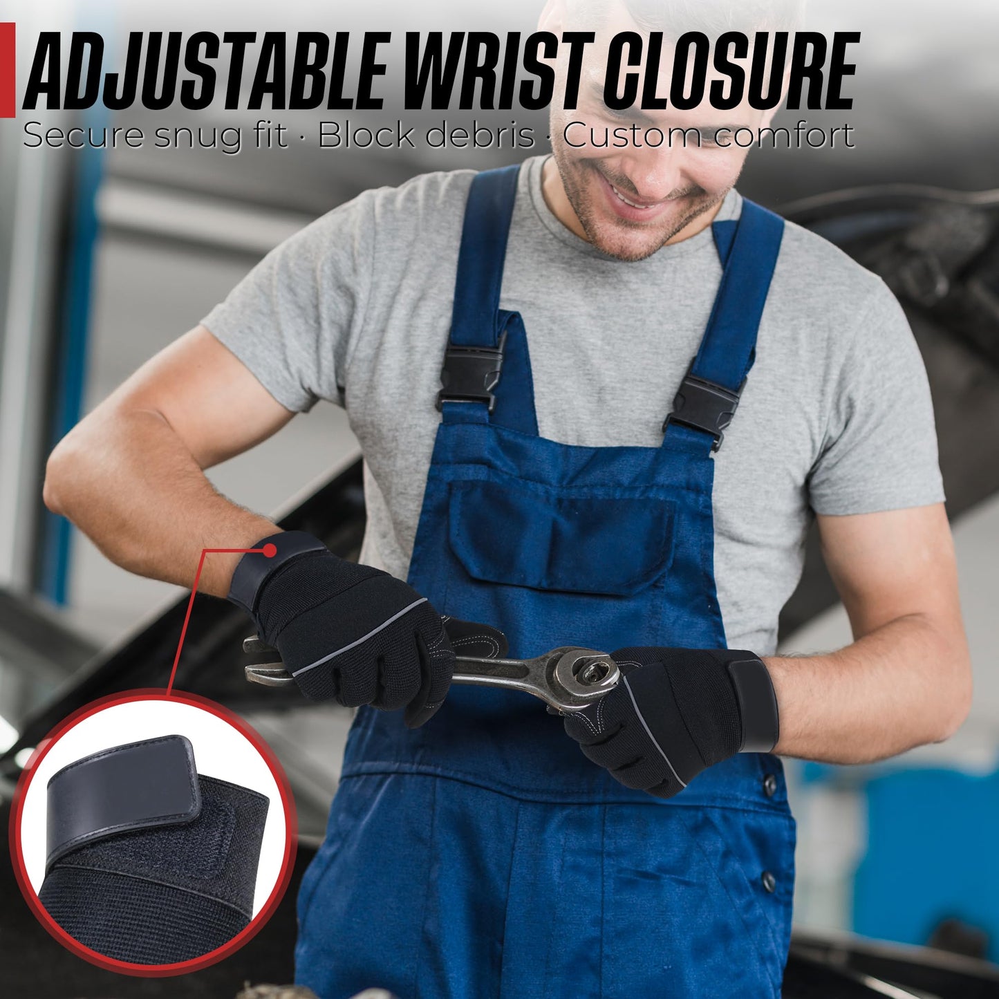 HANDLANDY Work Gloves Mens & Women, Utility Safety Mechanic Working Gloves Touch Screen, Flexible Breathable Yard Work Gloves (Medium, Black)
