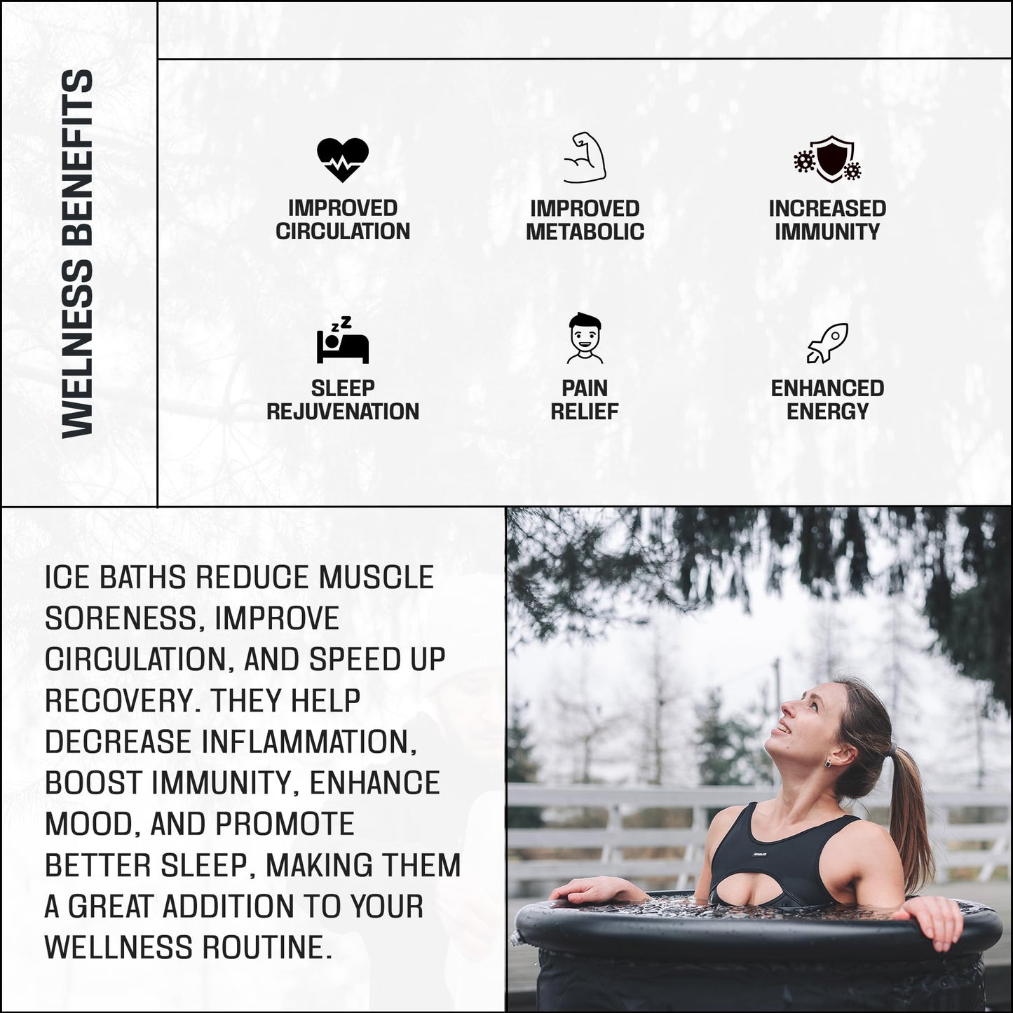 Premium Portable Ice Bath Tub for Athletes – 125-Gallon Cold Plunge Pool with Easy Drainage System – Durable PVC, Foam, and Nylon Layers – Tear-Resistant and Waterproof for Muscle Recovery