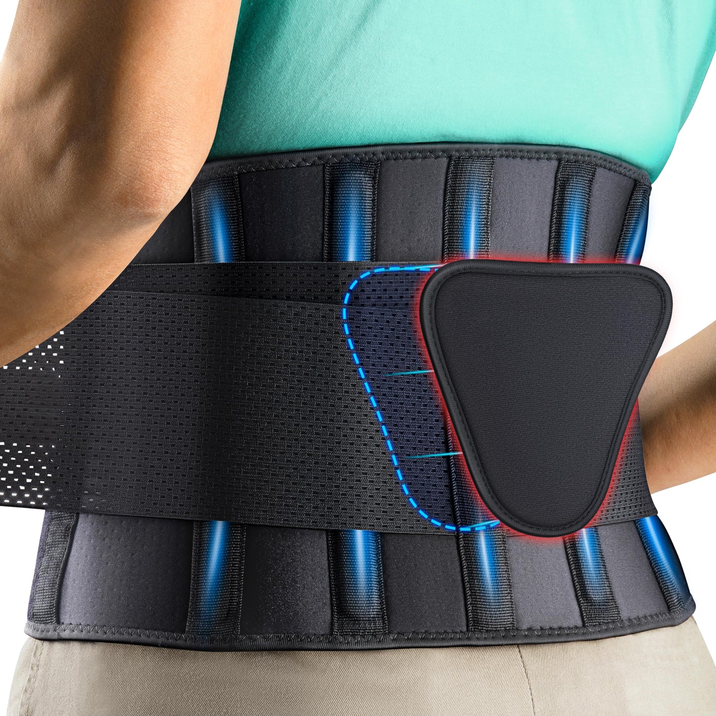 FEATOL 4XL Lumbar Support Belt for Men Heavy Lifting Work, Back Brace for Lower Back Pain, Breathable Support Belt with Lumbar Pad for Scoliosis, Herniated Disc, Sciatica (Fit Size:63''-68.9'')