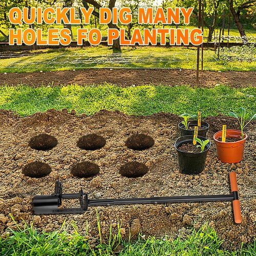 BARAYSTUS Bulb Planter Tool Long Handle, Tulip Bulb Planter Tool with Serrated Base & Double Pedal, Soft T Grip Sod Plugger, Heavy Duty Bulb Planter Tool for Digging Holes Sowing Plant Bulb