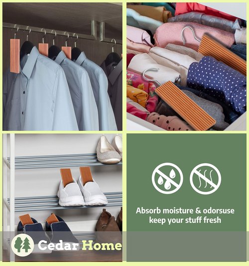 Cedar Hyde Cedar Blocks for Clothes Storage | Cedar Hang Ups & Cedar Balls | Dresser Drawer Freshener Odor Eliminator | 22 Pieces, 12 Cedar Hang Ups & Bonus 10 Cedar Balls | U.S.A Seller