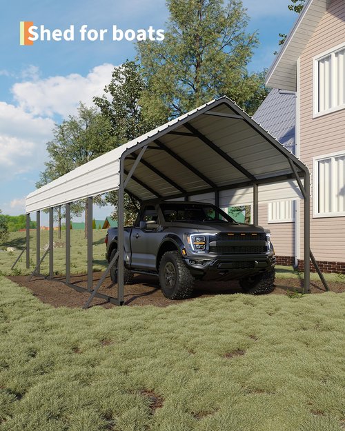 GarveeLife 13'x26'x11' Oversized Metal Carport, Steel Heavy Duty Car Ports for All-Weather, Tall Carport for Full-Size Pickup Trucks, Boats, and Tractors, N.W. 780 Lbs