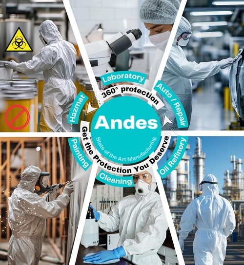 Andes Safety 25 Individual Pack Hazmat Suits, Heavy Duty Full Body Disposable Paint Suits, Lab Coveralls with Hood and Elastic Wrists and Ankles, 1 Each per Bag, 25 Each per Case (X-Large)