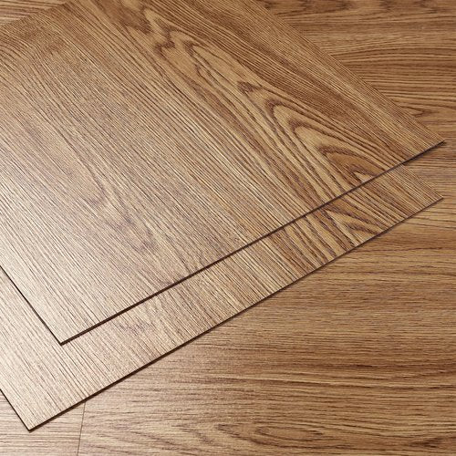 Stickyart Honey Oak Wood Vinyl Floor Tiles 12"x12" Waterproof Sticky Natural Wood Planks for Wall Peel and Stick Bedroom Floor Tile Sheet 4 PCS Self Adhesive Vinyl Flooring Tiles for Kitchen Office RV