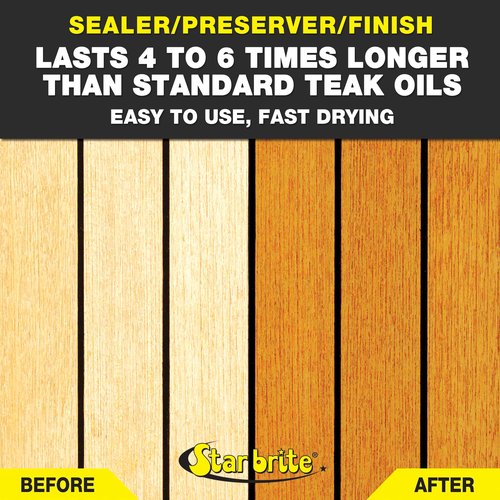 STAR BRITE Premium Golden Teak Oil - Sealer, Preserver, & Finish for Outdoor Teak & Other Fine Woods - Step 3 - 16 OZ (085116PW)