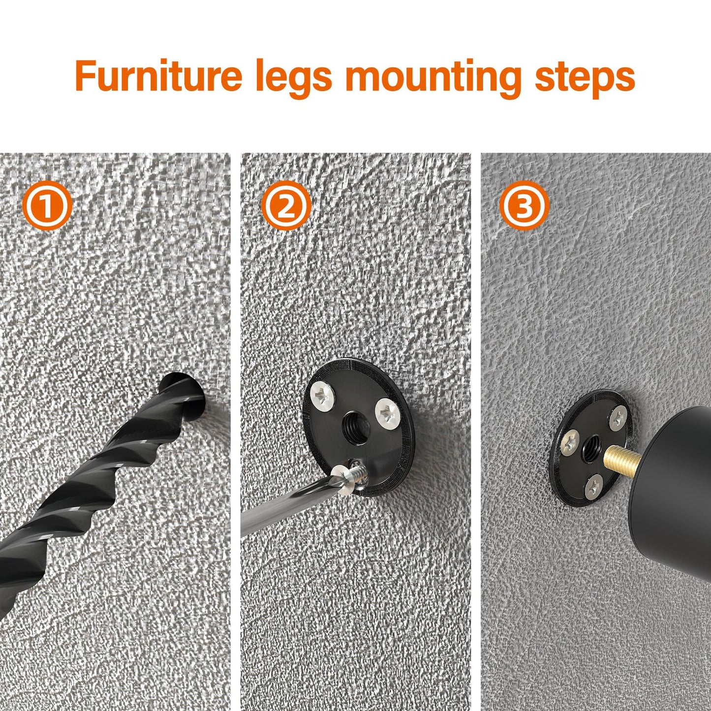 Aglaiprty 4 Pack 6 Inch Black Plastic Furniture Legs - Round Tapered Sofa/Couch/Chair Legs with M8 T-Nuts & Plate Nuts - Replacement Feet for DIY Projects, Coffee Tables, Dressers, Beds