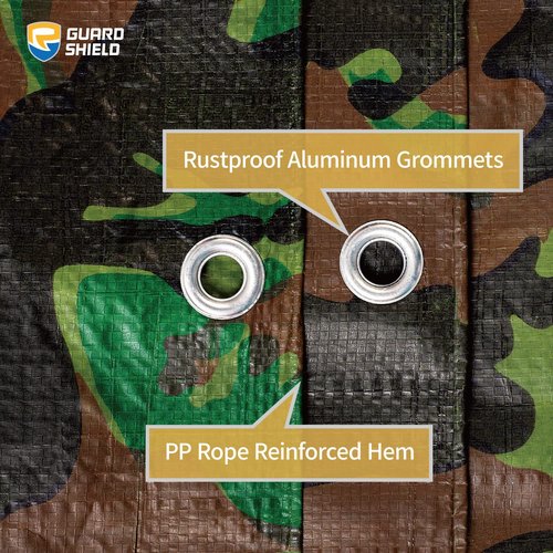 GUARD SHIELD Lightweight Camo Tarp Camouflage Tarps Waterproof 6x6 Feet Poly Cover 6mil (2-Pack)