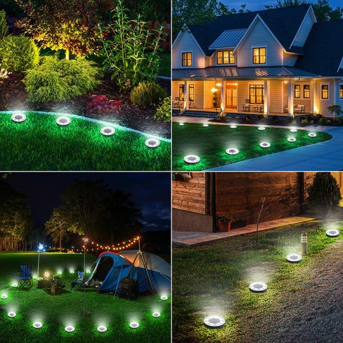 Joomer Solar Ground Lights, 16 Pack 8 LED Solar Lights Outdoor IP68 Waterproof Disc Light In-Ground Landscape Lighting Outdoor for Patio Pathway Lawn Yard Driveway Walkway (White)