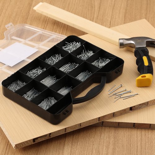 Mr. Pen- Nail Assortment Kit, 1500 Wrapped, Mixed 12 Sizes by the Brad & Flat Nails; Ideal for Picture Hanging