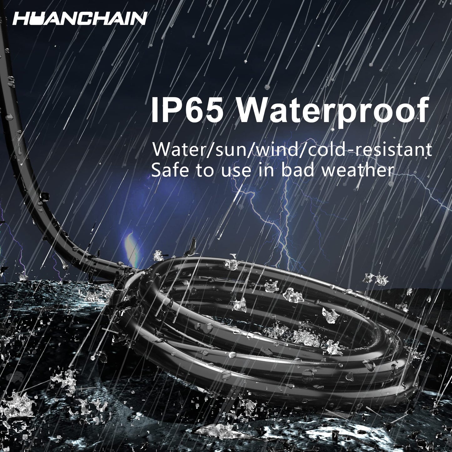 HUANCHAIN Indoor Outdoor Green Extension Cord 20 ft Waterproof, 16/3 Gauge Flexible Cold-Resistant Appliance Extension Cord Outside, 13A 1625W 16AWG SJTW, 3 Prong Electric Cord, ETL