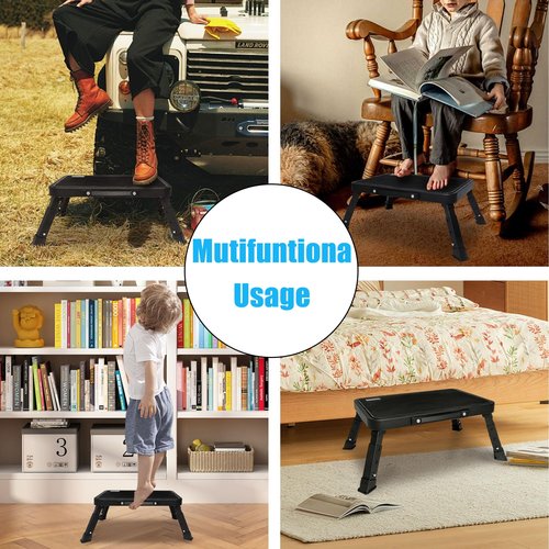 Step Stool, Adjustable Folding Step Stools for Adults and Seniors, Foldable Step Stool,Step Ladder with Anti-Slip Platform and Rubber feet for Kitchen,Bed,Garden,RV,Office Use,350Ibs Capacity